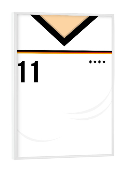 Poster mit weißem Rahmen "Nummer 11" artboxONE - Sport / Fußball - Fußball,Em,Nationalmannschaft,Deutschland,Ball,8bit