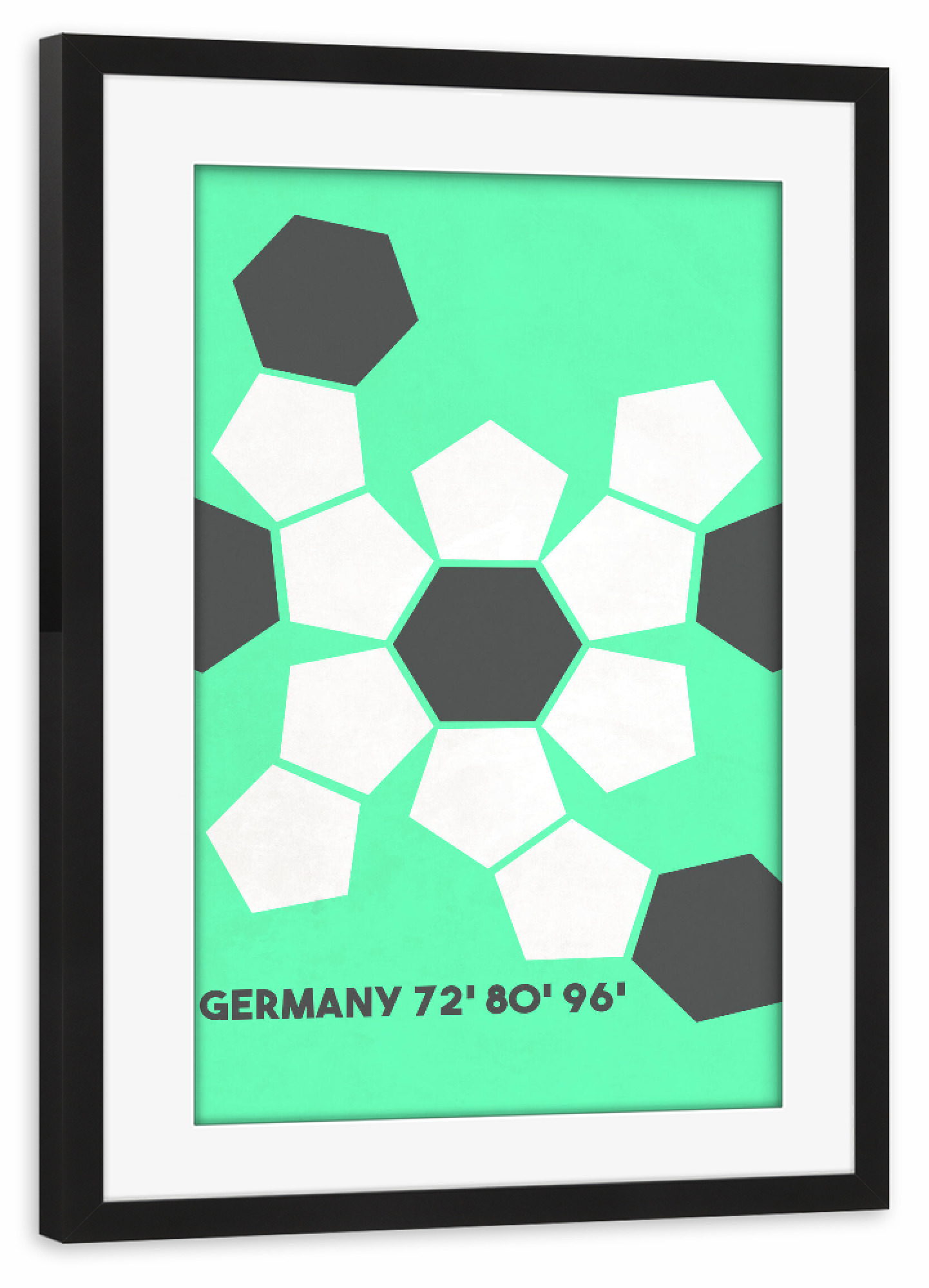 Poster mit Rahmen schwarz "Koordination" artboxONE - Typografie,Sport / Fußball - Fußball,Em,Nationalmannschaft,Deutschland,Ball,Koordinatioen,Geo