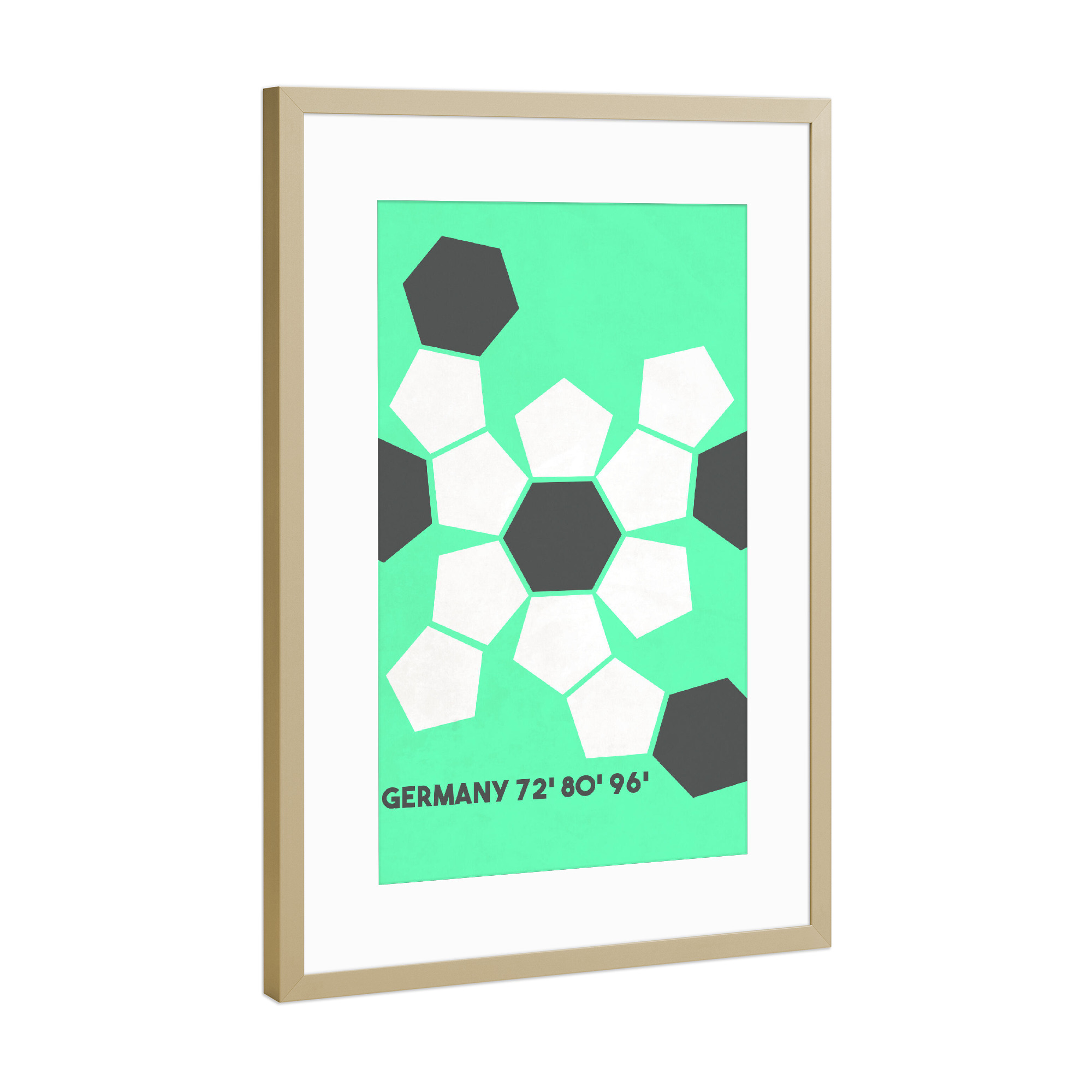 Poster mit Rahmen Gold "Koordination" artboxONE - Typografie,Sport / Fußball - Fußball,Em,Nationalmannschaft,Deutschland,Ball,Koordinatioen,Geo
