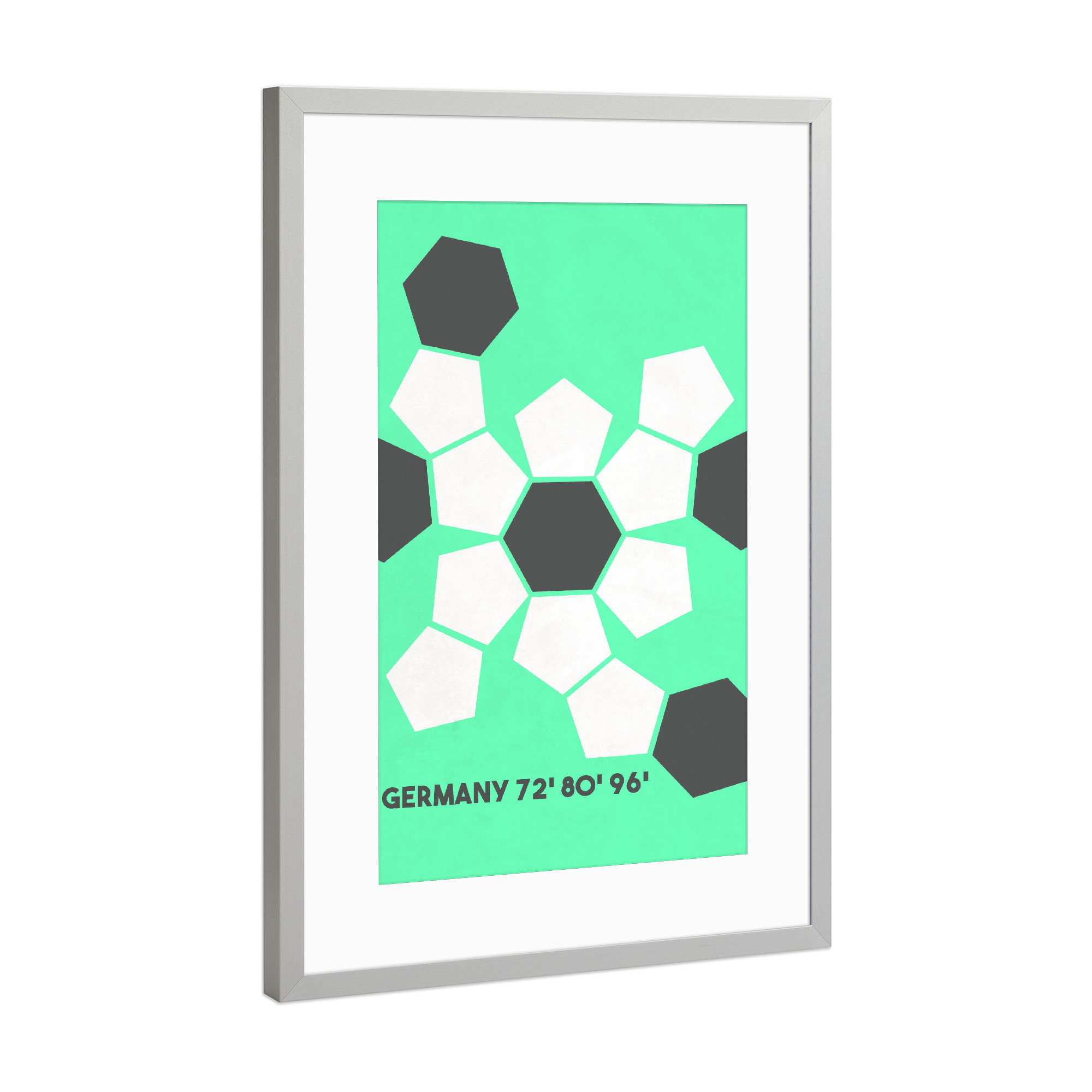 Poster mit Rahmen Silber "Koordination" artboxONE - Typografie,Sport / Fußball - Fußball,Em,Nationalmannschaft,Deutschland,Ball,Koordinatioen,Geo