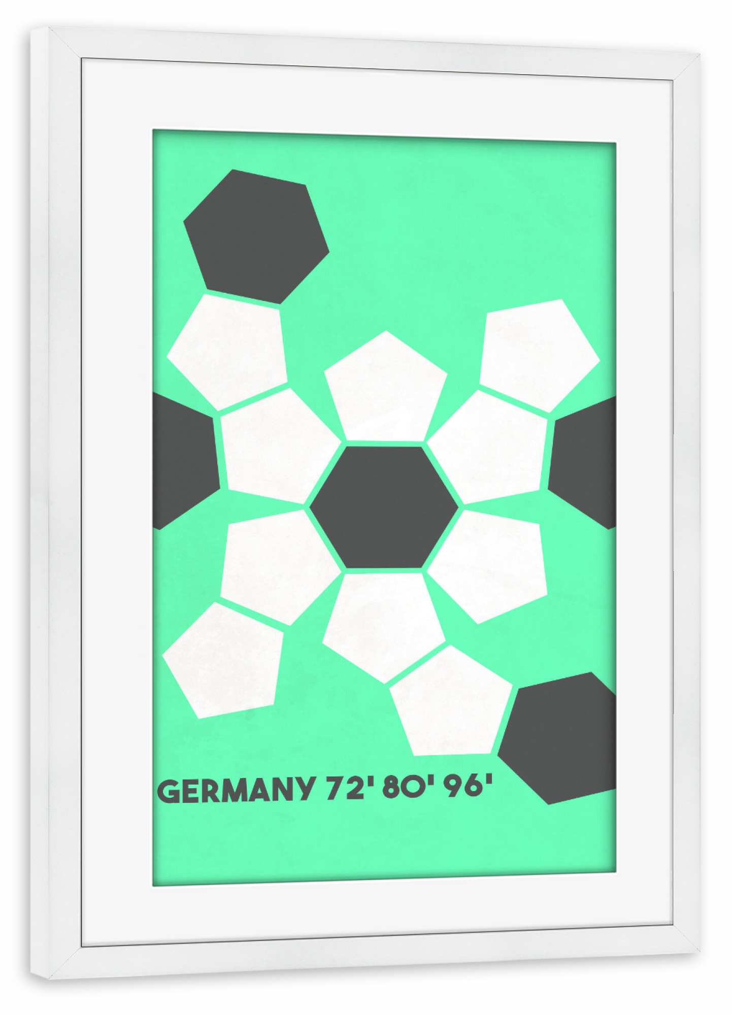 Poster mit Rahmen weiß "Koordination" artboxONE - Typografie,Sport / Fußball - Fußball,Em,Nationalmannschaft,Deutschland,Ball,Koordinatioen,Geo