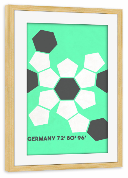 Poster mit Rahmen kiefer "Koordination" artboxONE - Typografie,Sport / Fußball - Fußball,Em,Nationalmannschaft,Deutschland,Ball,Koordinatioen,Geo