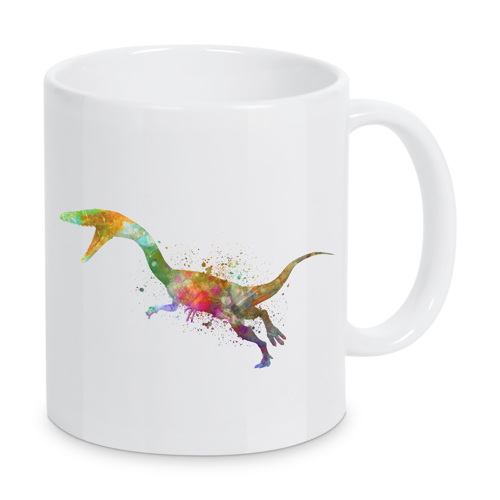 Tasse "Coelophysis in watercolor" artboxONE - Tiere,Abstrakt - Dinosaurier,Prähistorisch,Aquarell,Haustier,Wild,Kindisch,Tier,Antike,Bunt,Dino