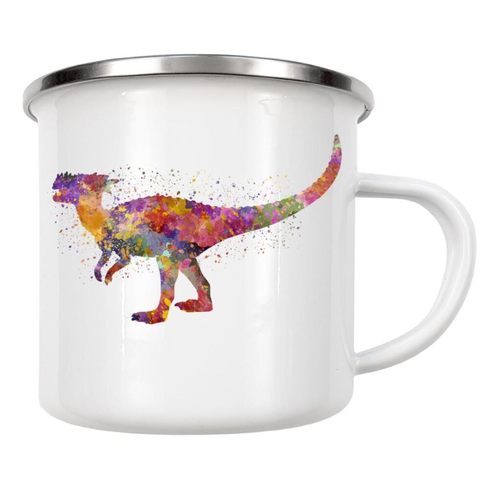 Emaille Tasse "Dracorex in watercolor" artboxONE - Tiere,Abstrakt - Dinosaurier,Prähistorisch,Farbe,Aquarell,Bunt,Haustier,Wild,Kindisch,Tier,Antike