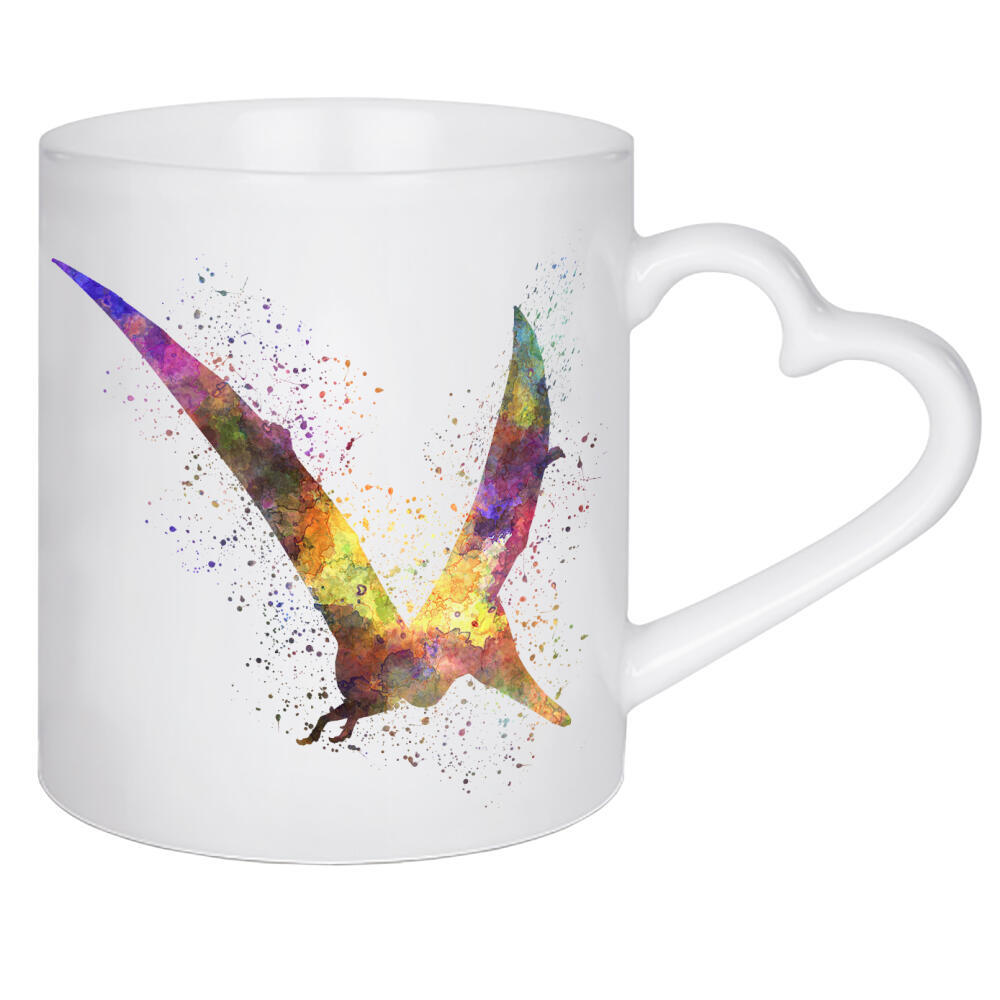 Herztasse "Pterodactylus in watercolor" artboxONE - Tiere,Abstrakt - Dinosaurier,Prähistorisch,Aquarell,Bunt,Haustier,Wild,Kindisch,Tier,Antike