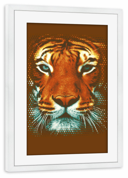 Poster mit Rahmen weiß "Tiger be wild" artboxONE - Tiere,Männer