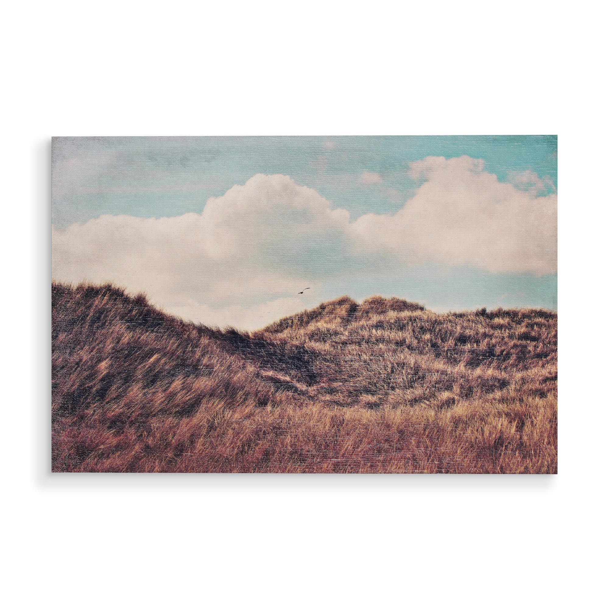 Holzbild "Dunes Impression" artboxONE - Natur,Reise / Strand und Meer - Dünen,Horizont,Nordsee,Meer,Landschaft,Himmel,Vintage,Natur,Insel amrum