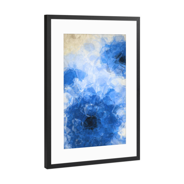 Poster mit Rahmen Schwarz (Metallic) "Blue Gerbera - Abstract Flower" artboxONE - Natur,Abstrakt,Geometrie