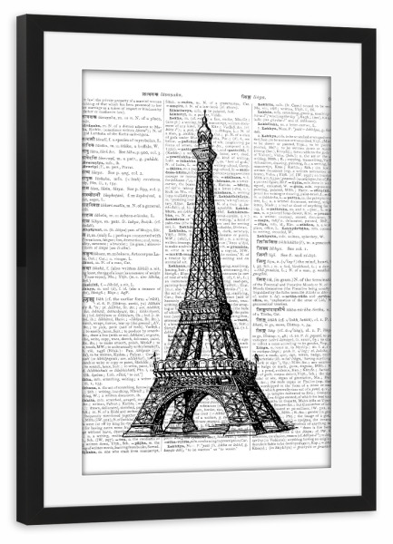 Poster mit Rahmen schwarz "Paris In Letters" artboxONE - Städte,Schwarzweiß