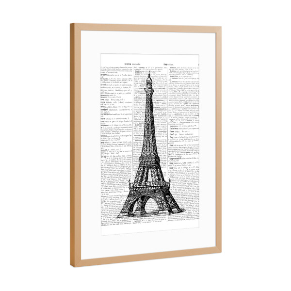 Poster mit Rahmen Kupfer "Paris In Letters" artboxONE - Städte,Schwarzweiß