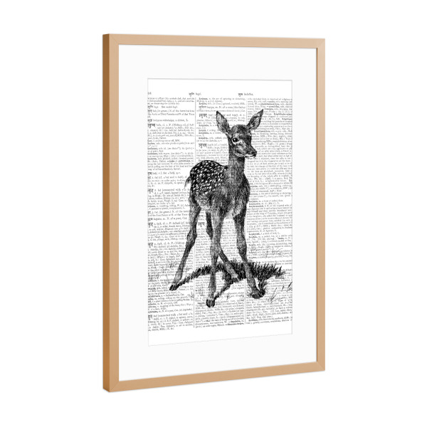 Poster mit Rahmen Kupfer "Bambi" artboxONE - Tiere,Schwarzweiß,Retro,Fiktion