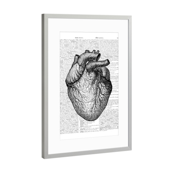 Poster mit Rahmen Silber "Heart" artboxONE - Schwarzweiß