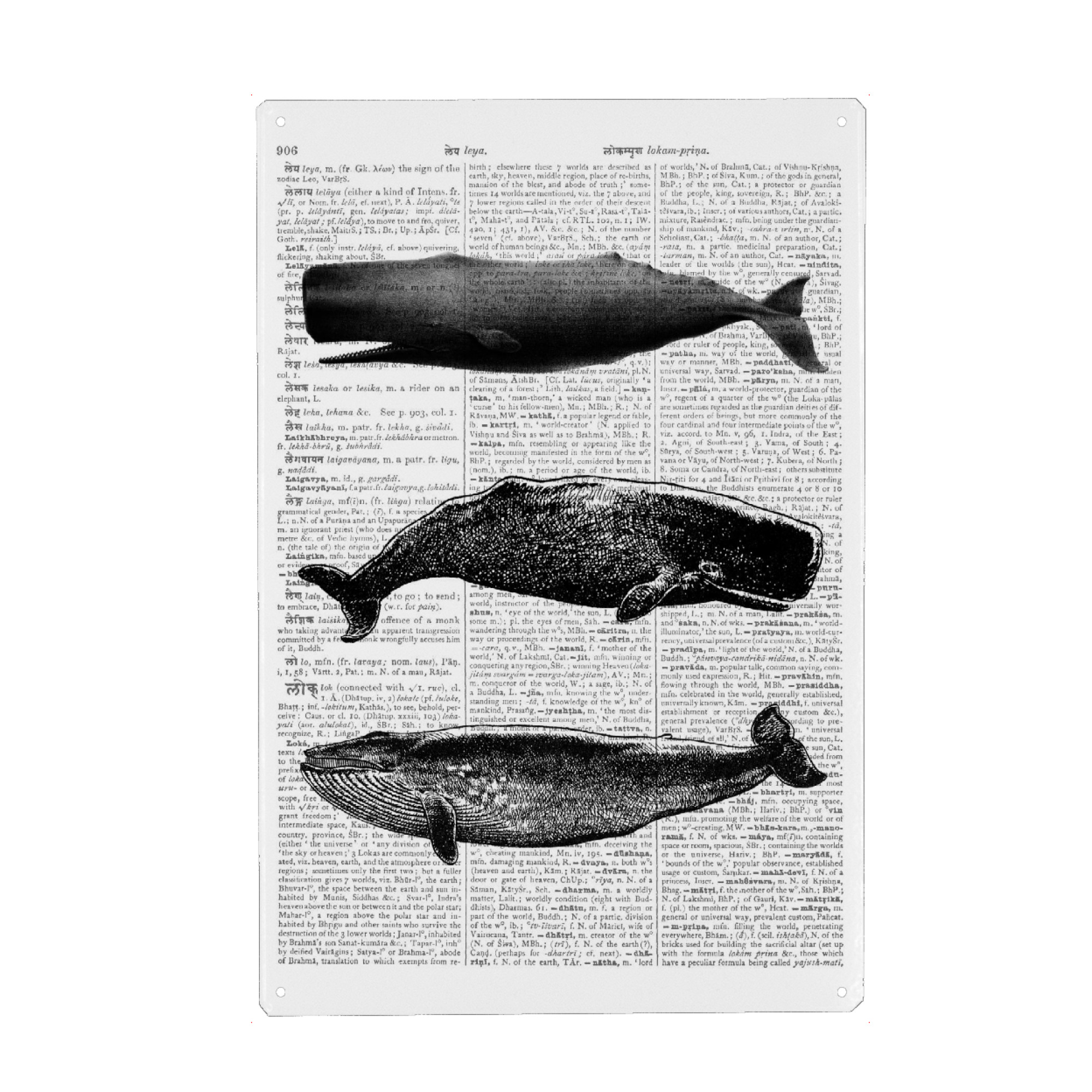 Holzbild "Whale Crowd" artboxONE - Tiere,Schwarzweiß,Unterwasser,Retro,Fiktion