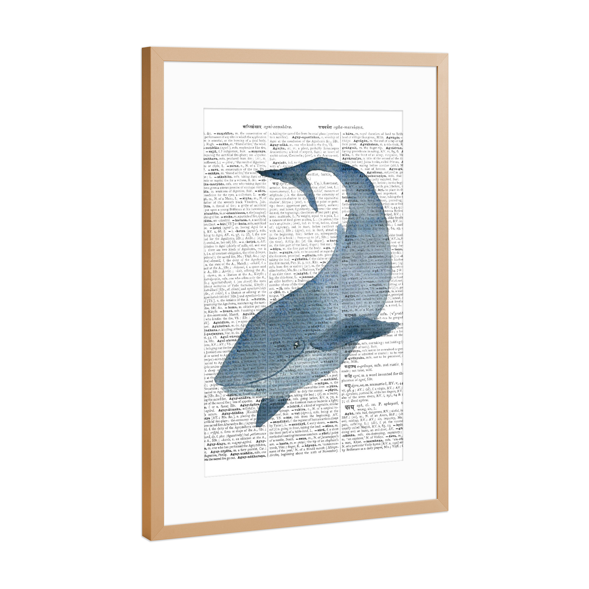 Poster mit Rahmen Kupfer "Blue Whale II" artboxONE - Tiere,Unterwasser,Retro,Fiktion