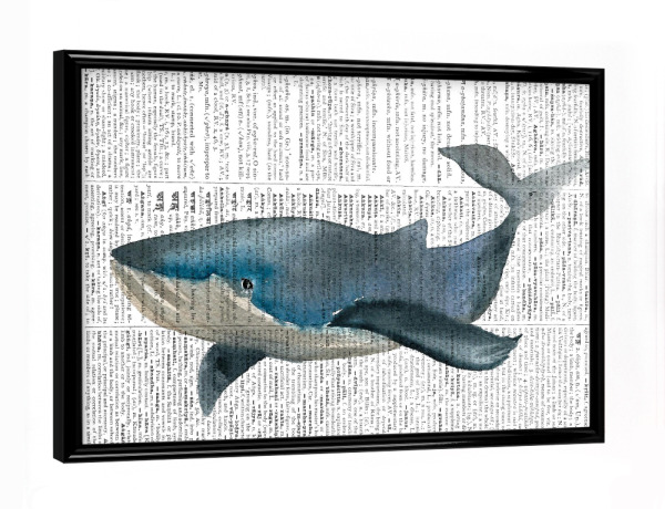 Poster mit schwarzem Rahmen "Blue Whale" artboxONE - Tiere,Unterwasser,Retro,Fiktion