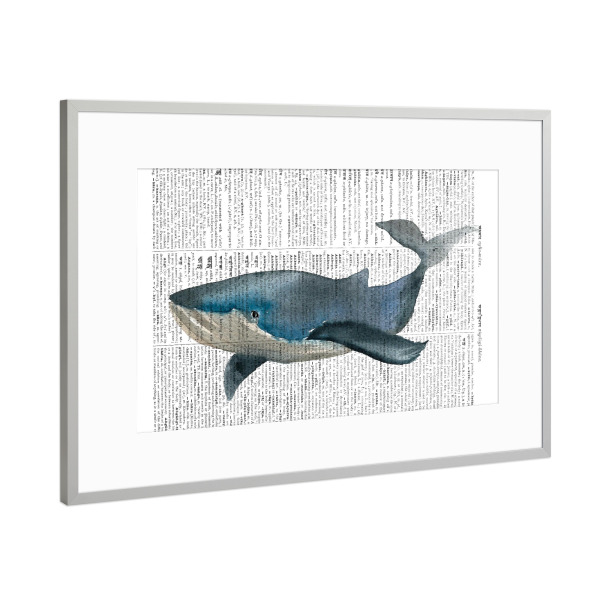 Poster mit Rahmen Silber "Blue Whale" artboxONE - Tiere,Unterwasser,Retro,Fiktion