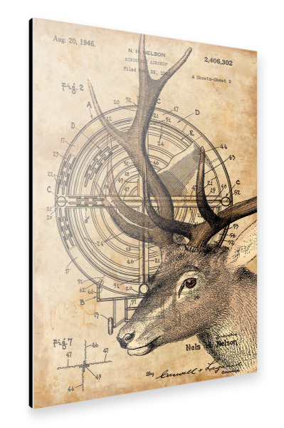Alu-Dibond "Steampunk Deer II" 30x20 cm artboxONE