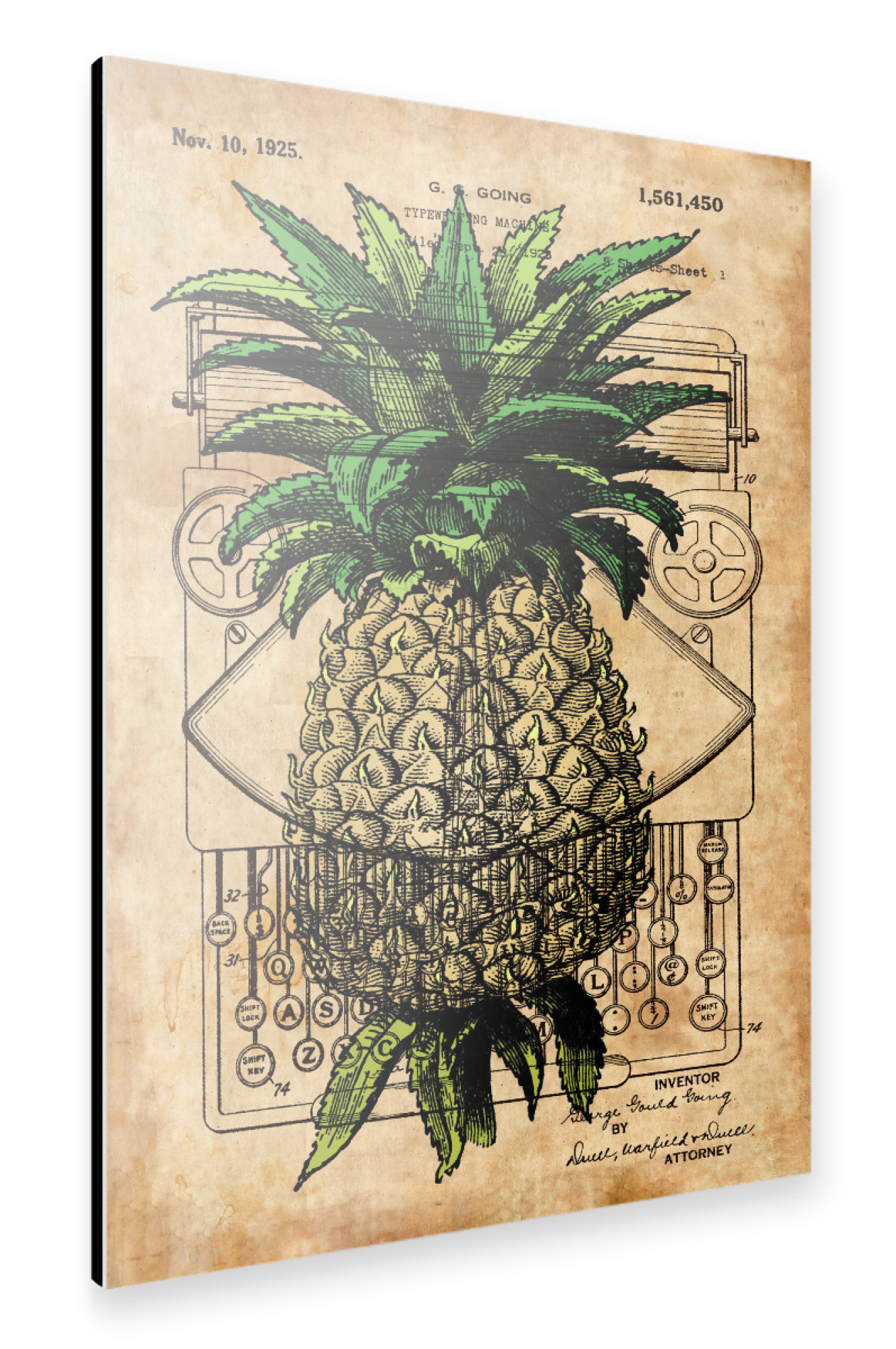 Alu-Dibond "Steampunk Pineapple" 30x20 cm artboxONE