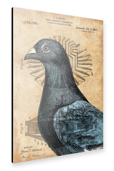 Alu-Dibond "Steampunk Dove" 30x20 cm artboxONE