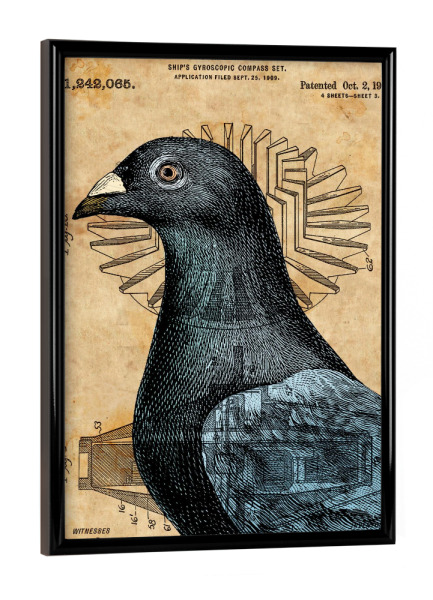 Poster mit schwarzem Rahmen "Steampunk Dove" artboxONE - Tiere,Retro