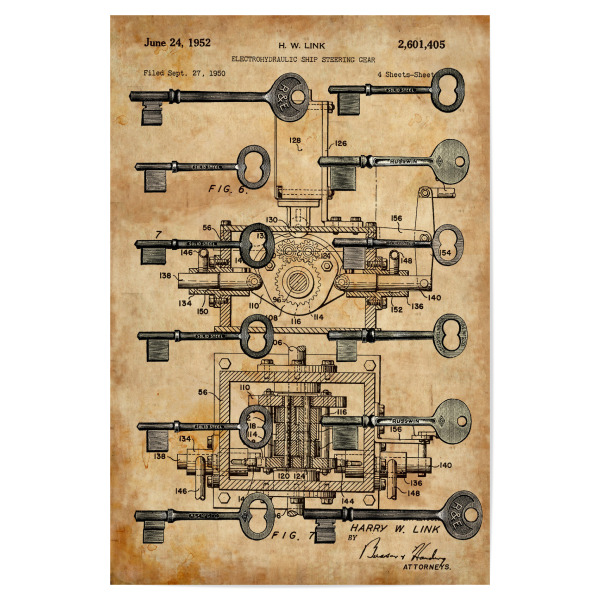 Poster "Steampunk Keys" artboxONE - Retro