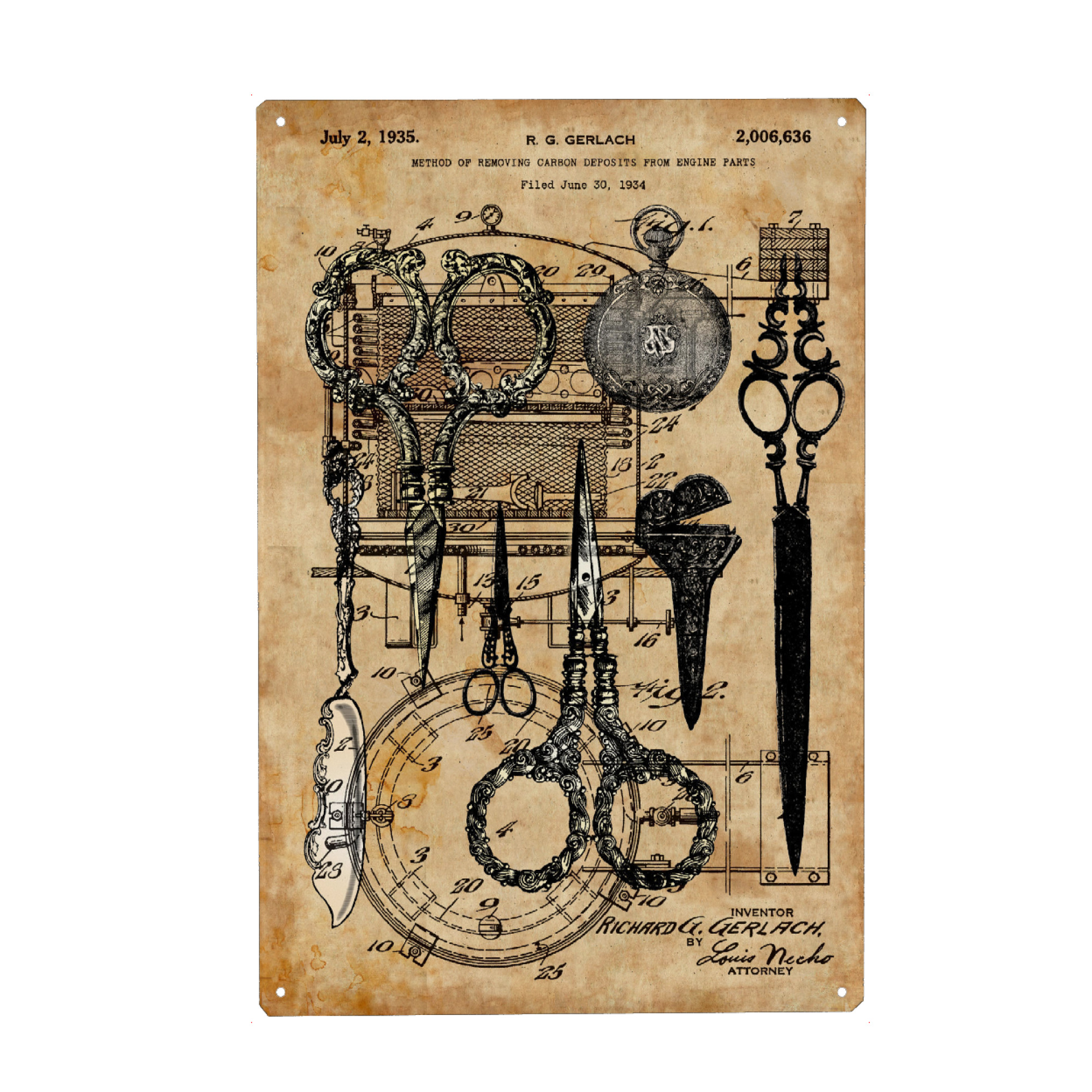 Metall Poster "Steampunk Scissors" artboxONE - Retro