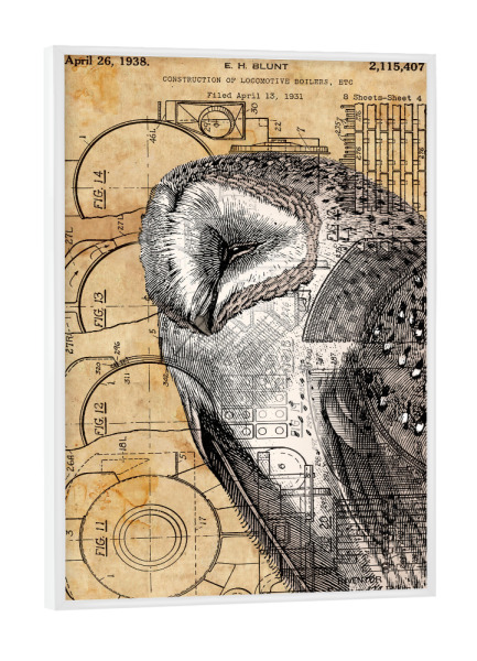 Poster mit weißem Rahmen "Steampunk Owl" artboxONE - Tiere,Retro,Fiktion