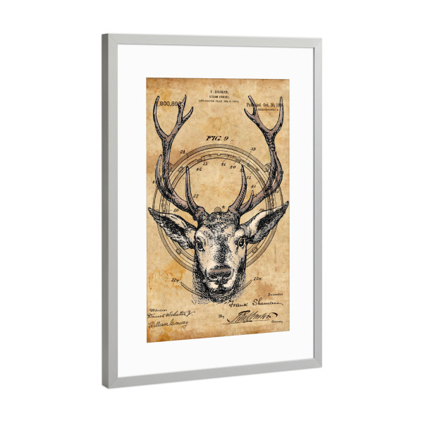 Poster mit Rahmen Silber "Steampunk Deer" artboxONE - Tiere,Retro,Fiktion