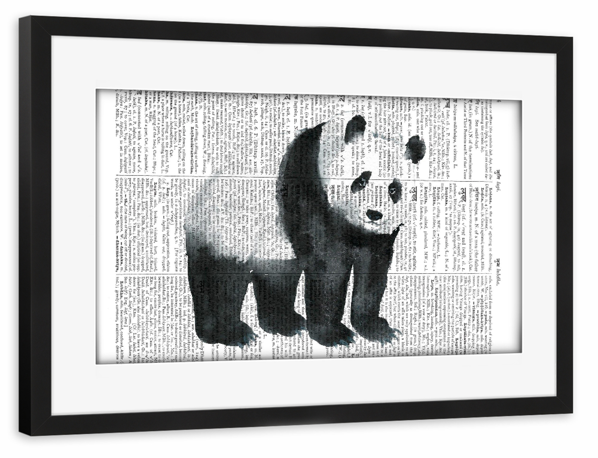 Poster mit Rahmen schwarz "Aquarell Panda" artboxONE - Tiere,Schwarzweiß,Fiktion