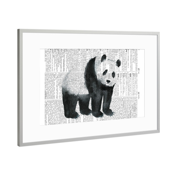 Poster mit Rahmen Silber "Aquarell Panda" artboxONE - Tiere,Schwarzweiß,Fiktion