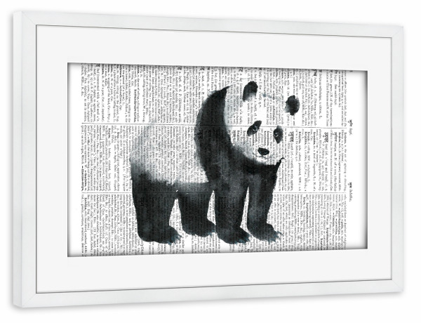 Poster mit Rahmen weiß "Aquarell Panda" artboxONE - Tiere,Schwarzweiß,Fiktion