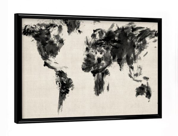Poster mit schwarzem Rahmen "World Map Abstract Painting II" artboxONE - Reise,Schwarzweiß,Reise / Länder