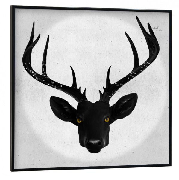 Poster mit schwarzem Rahmen 30x30 cm "Hyper Cervidae" artboxONE - Tiere,Schwarzweiß - Hirsch,Geweih,Dear,Glitzer,Funkel,Wanddeko