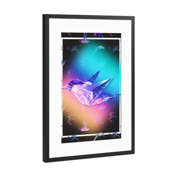 Poster mit Rahmen Schwarz (Metallic) "Birdy" artboxONE - Tiere,Origami