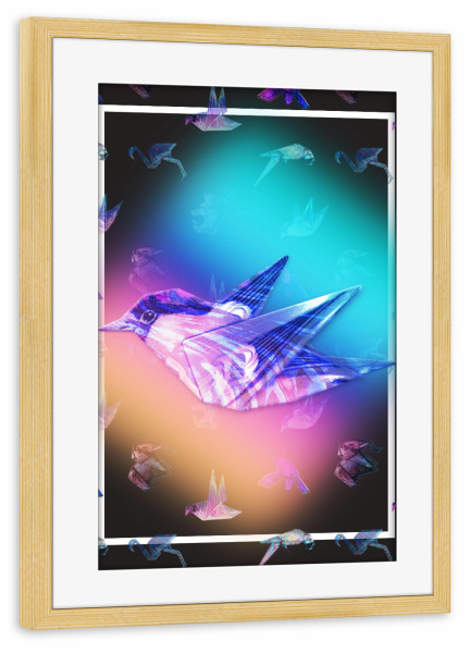 Poster mit Rahmen kiefer "Birdy" artboxONE - Tiere,Origami