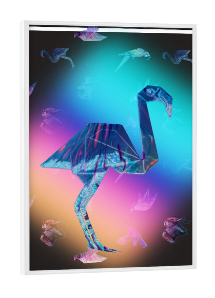 Poster mit weißem Rahmen "Flamingo" artboxONE - Tiere,Geometrie,Origami