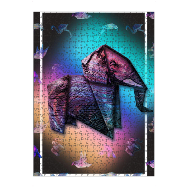 Puzzle Ravensburger "Elefant" artboxONE - Tiere,Geometrie,Origami - Flamingo,Tiere,Geometrische formen,Schildkröte,Papagei,Regenbogenfarben,Elephant
