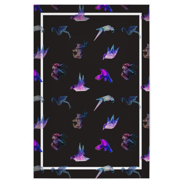 Poster "Vogelparade" artboxONE - Tiere,Geometrie - Flamingo,Tiere,Geometrische formen,Schildkröte,Papagei,Regenbogenfarben