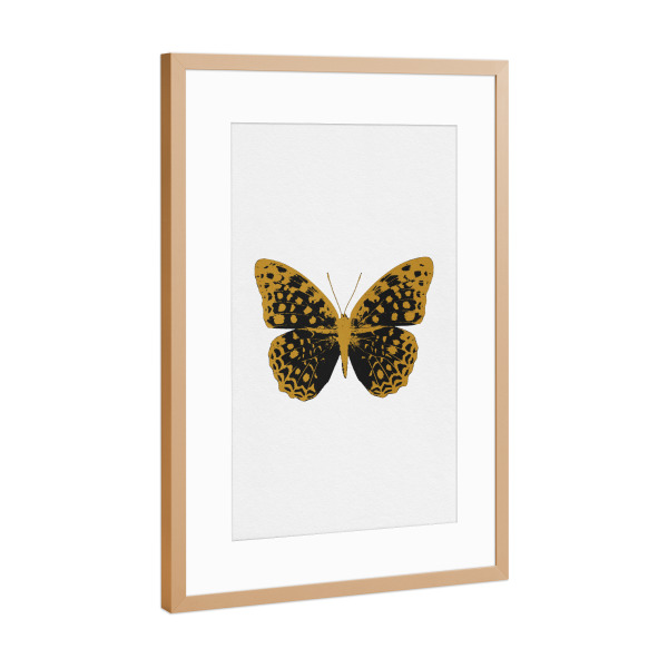 Poster mit Rahmen Kupfer "Gold and Black Butterfly" artboxONE - Natur,Tiere,Abstrakt