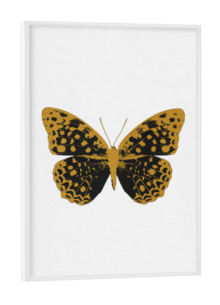 Poster mit weißem Rahmen "Gold and Black Butterfly" artboxONE - Natur,Tiere,Abstrakt