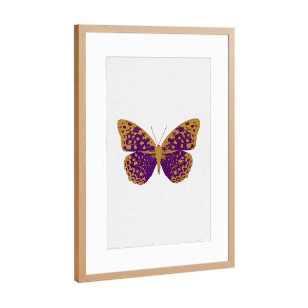 Poster mit Rahmen Kupfer "Gold and Purple Butterfly" artboxONE - Natur,Tiere
