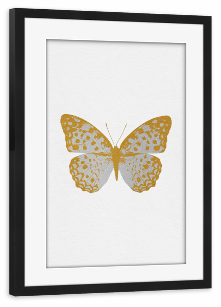 Poster mit Rahmen schwarz "Gold and Silver Butterfly" artboxONE - Natur,Tiere,Abstrakt