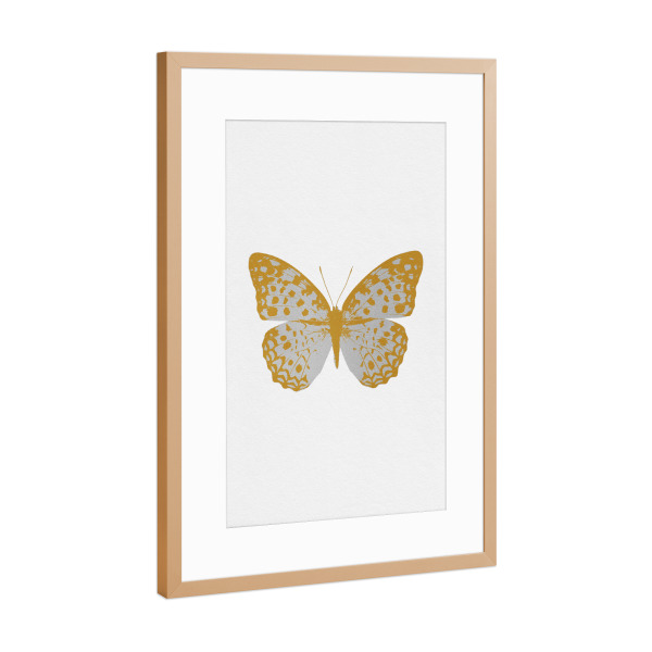 Poster mit Rahmen Kupfer "Gold and Silver Butterfly" artboxONE - Natur,Tiere,Abstrakt