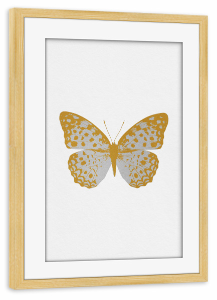 Poster mit Rahmen kiefer "Gold and Silver Butterfly" artboxONE - Natur,Tiere,Abstrakt