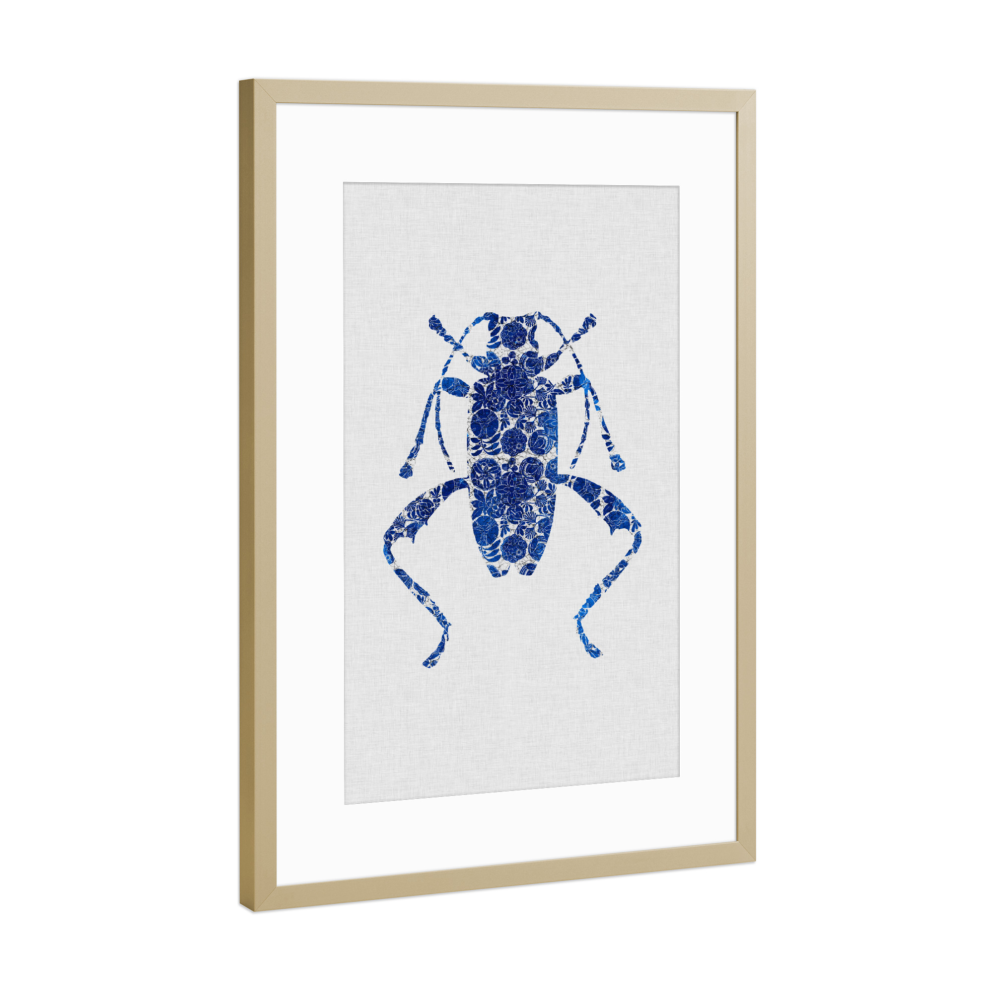 Poster mit Rahmen Gold "Blue Beetle II" artboxONE - Natur,Tiere,Abstrakt,Geometrie