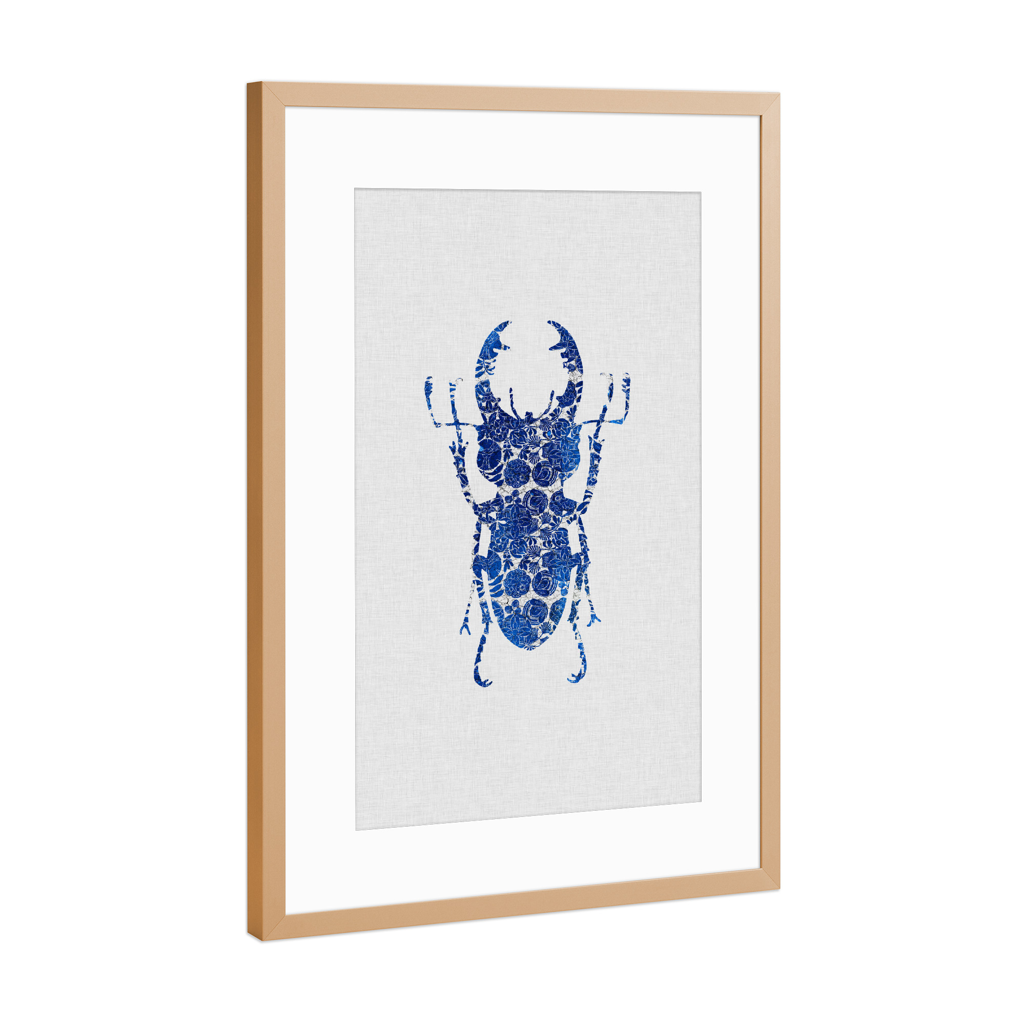 Poster mit Rahmen Kupfer "Blue Beetle III" artboxONE - Natur,Floral,Tiere,Abstrakt,Männer