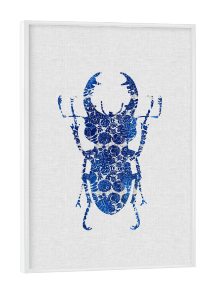 Poster mit weißem Rahmen "Blue Beetle III" artboxONE - Natur,Floral,Tiere,Abstrakt,Männer