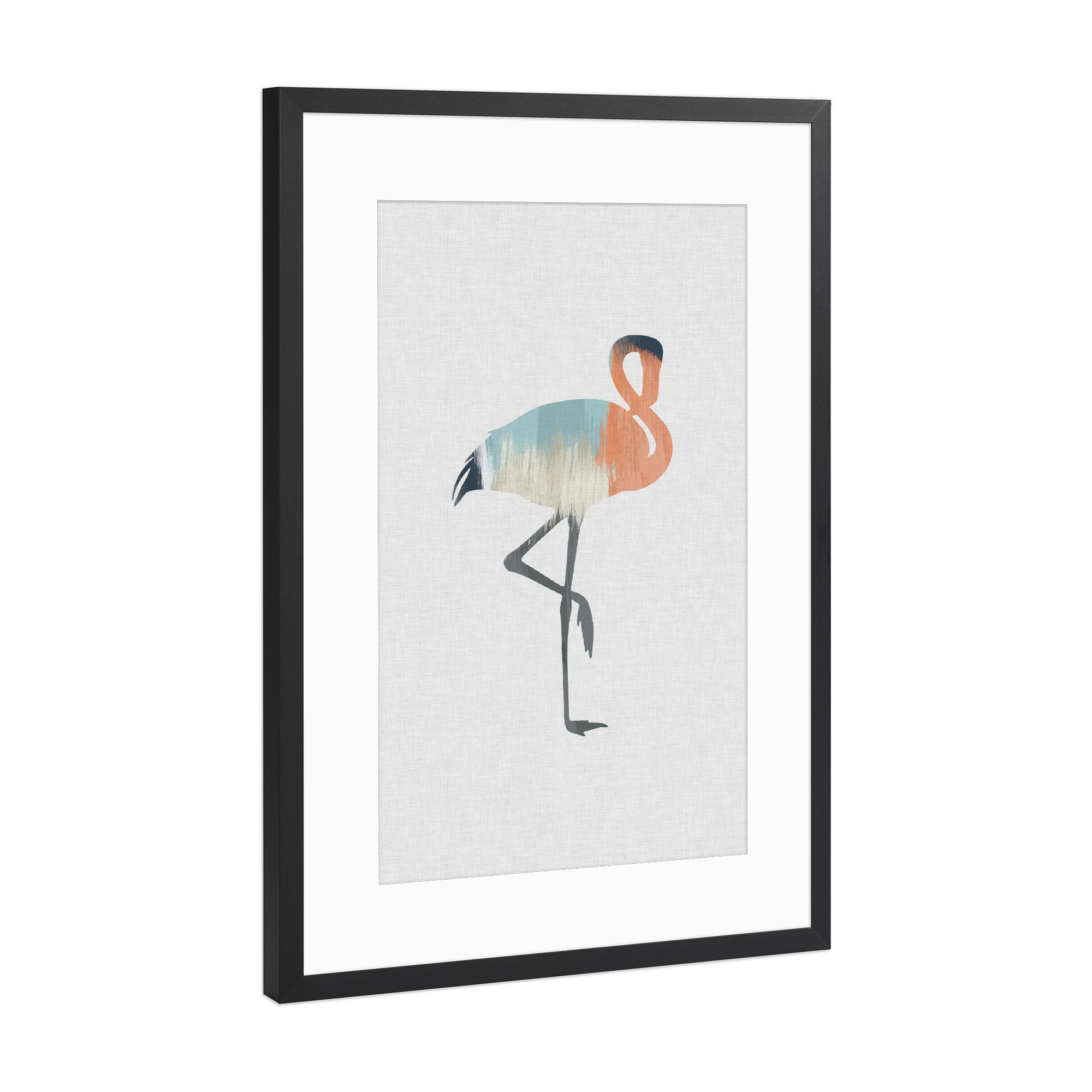 Poster mit Rahmen Schwarz (Metallic) "Brushed Flamingo" artboxONE - Tiere,Abstrakt