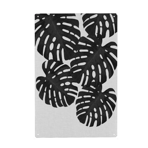 Holzbild "Monstera Palm Black White" artboxONE - Natur,Floral,Abstrakt,Schwarzweiß