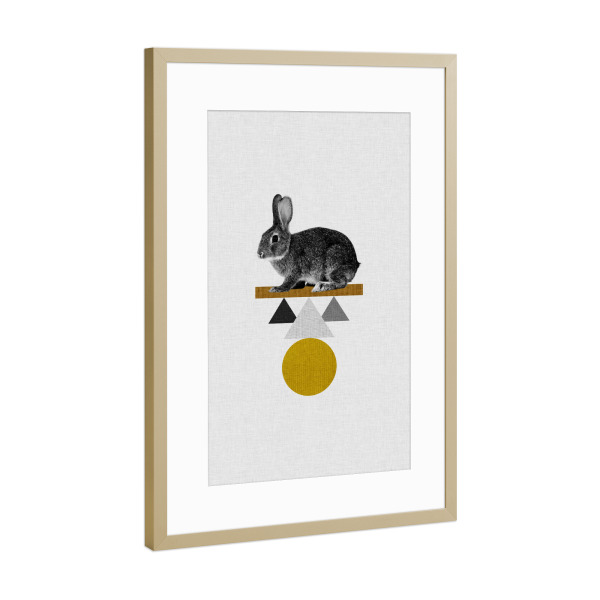 Poster mit Rahmen Gold "Circle Rabbit" artboxONE - Tiere,Geometrie